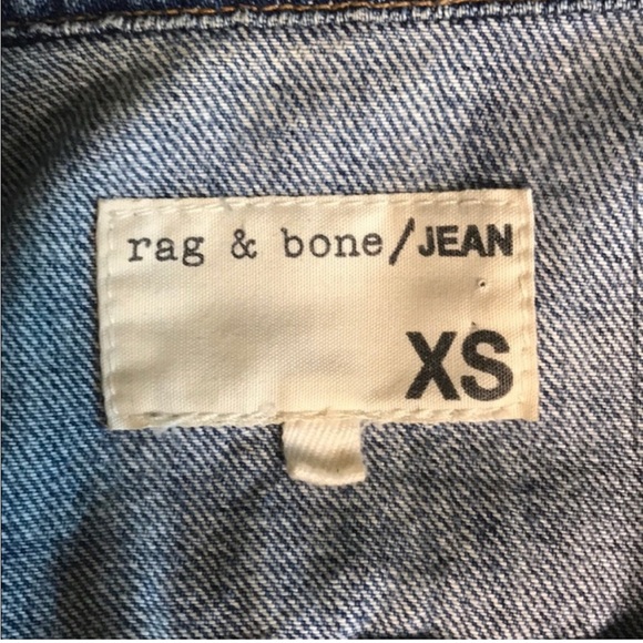 Rag and Bone Bonnaz Crochet Detail Texture Denim Jean Jacket in Blue XS - Picture 4 of 6